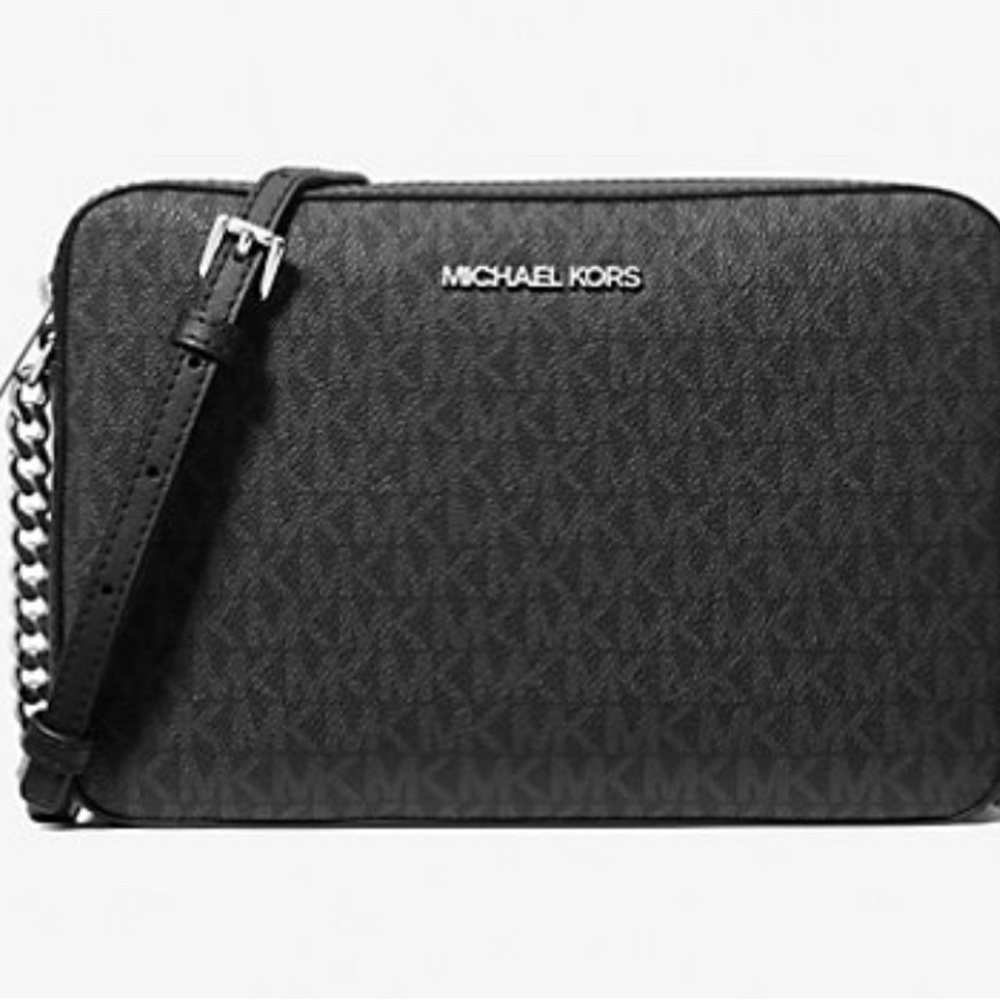 NWT Michael Kors Jet Set Large East West Crossbody Bag - Black Logo